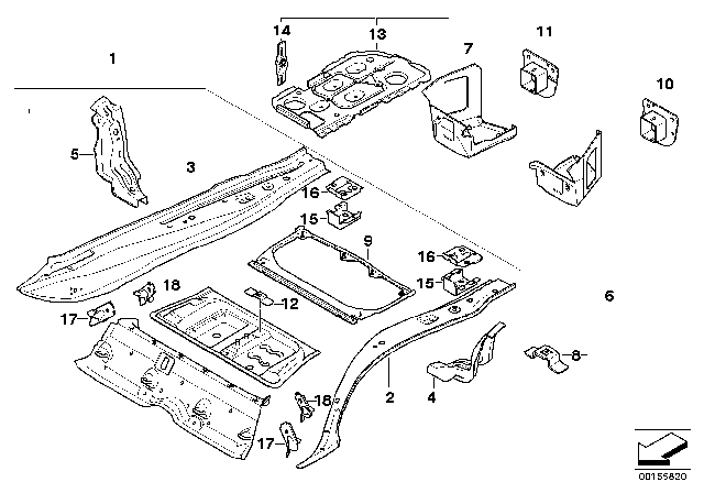 2009 BMW M3 Mounting Parts For Trunk Floor Panel Diagram