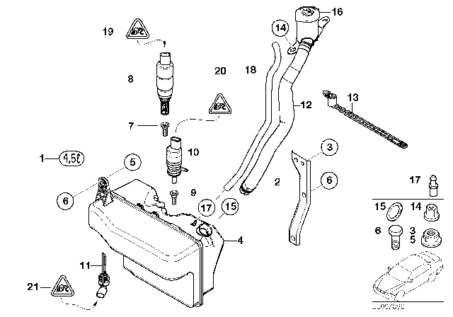 2008 BMW Alpina B7 Bracket, Wash Water Container Diagram for 61667019548