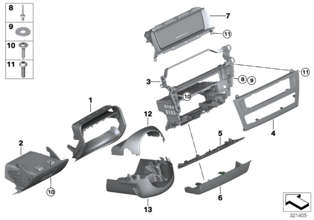 2016 BMW X4 Mounting Parts, Instrument Panel Diagram 2