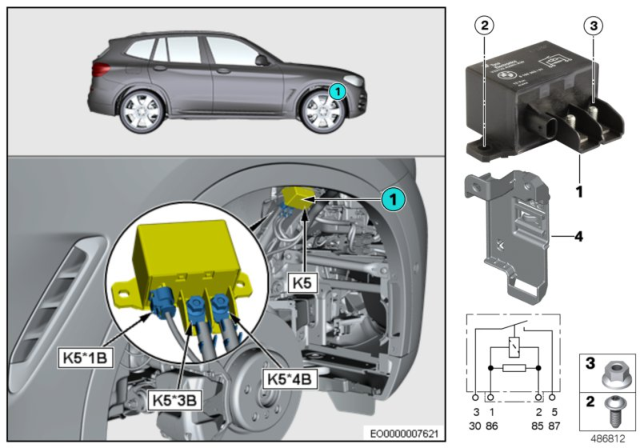 2019 BMW X3 Relay, Electric Fan Motor Diagram