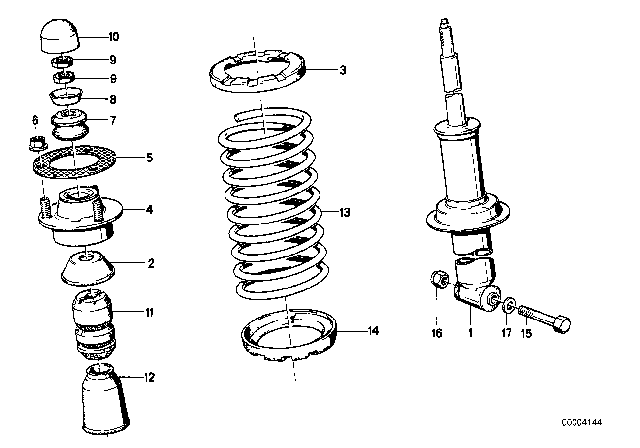 1978 BMW 733i Single Components For Rear Spring Strut Diagram 2
