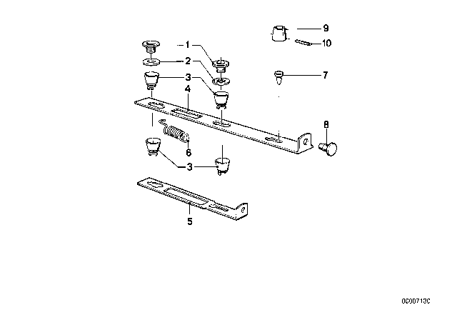 1981 BMW 528i Front Seat - Head Rest Support Retainer Diagram