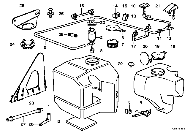 1995 BMW 320i Single Parts For Windshield Cleaning Diagram