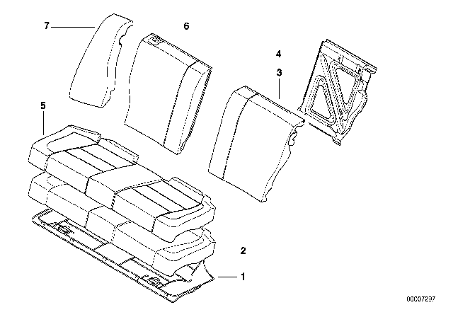 1998 BMW 318ti Cover Backrest Cloth Right Diagram for 52208189846