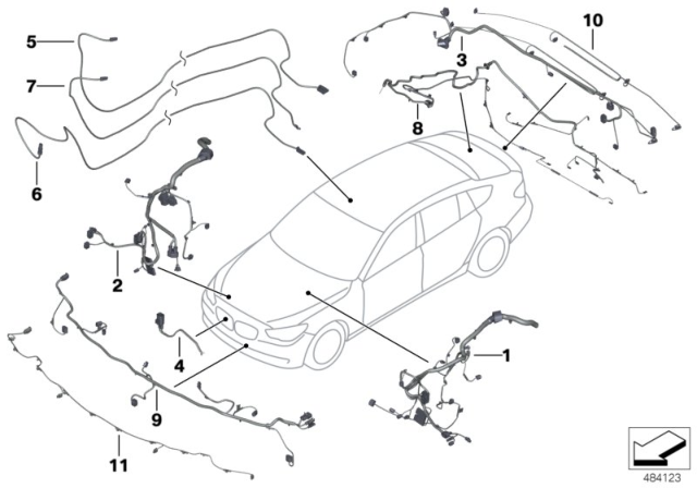 2014 BMW 550i Wiring Set Pdc, Front Diagram for 61129286483