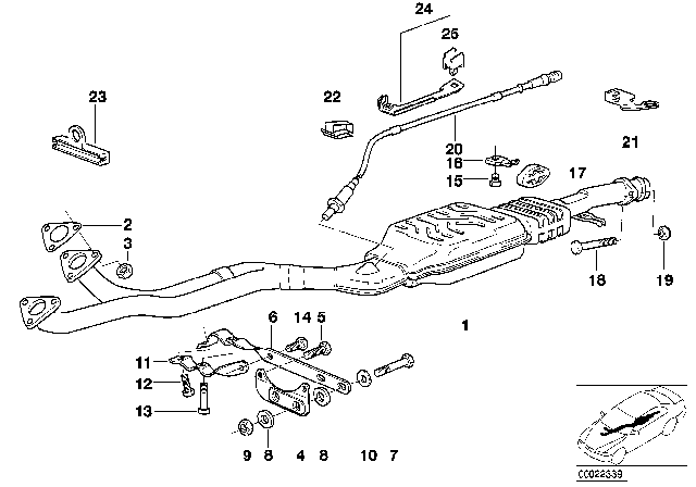 1999 BMW 323is Catalytic Converter / Front Silencer Diagram