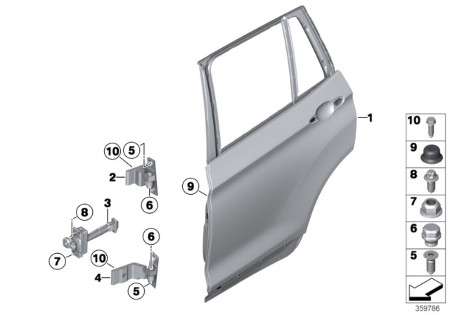 2011 BMW X3 Rear Door - Hinge / Door Brake Diagram