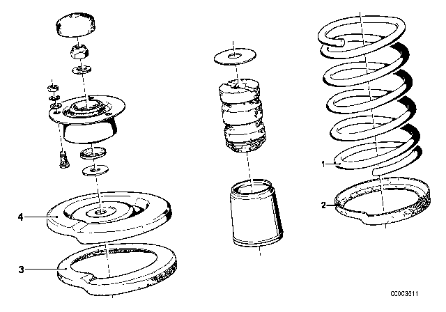 1983 BMW 733i Coil Spring / Guide Support / Attaching Parts Diagram