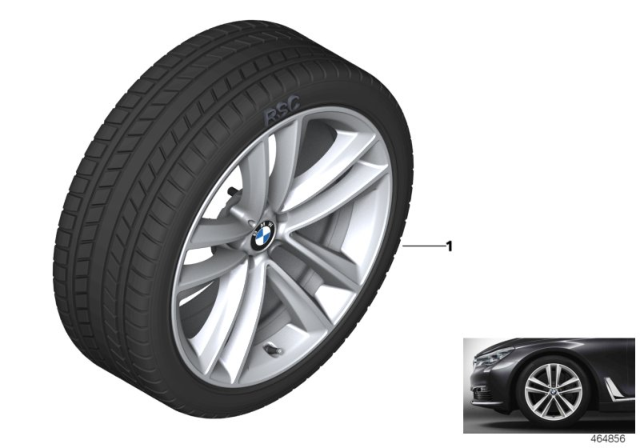 2020 BMW 740i xDrive Winter Wheel With Tire Double Spoke Diagram