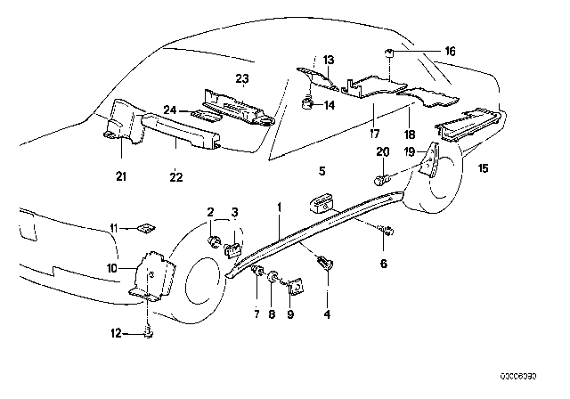 1989 BMW M3 Cover Door Sill / Wheel Arch Diagram