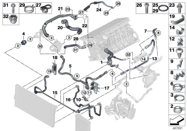 2016 BMW ActiveHybrid 5 Gasket Diagram for 11537584829