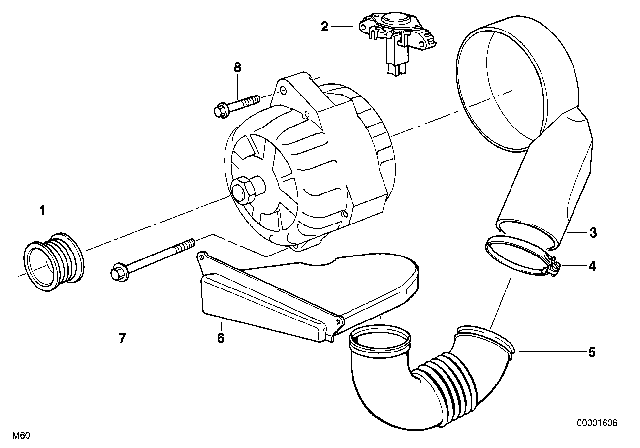1997 BMW 740iL Air Channel Diagram for 12311702925