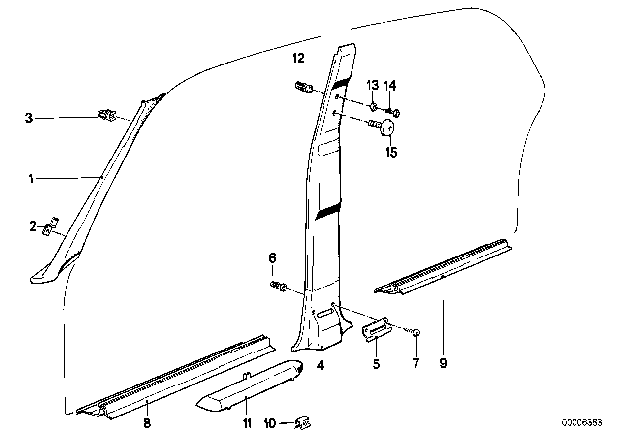 1988 BMW M5 Covering Column-Center Right Diagram for 51431955686