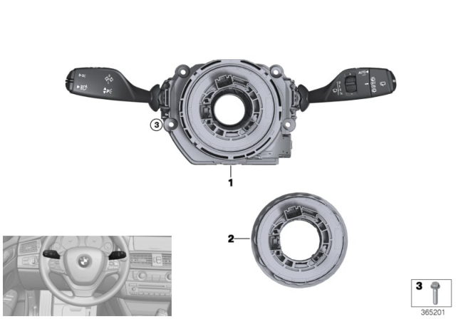 2012 BMW X3 Switch Cluster Steering Column Diagram 2