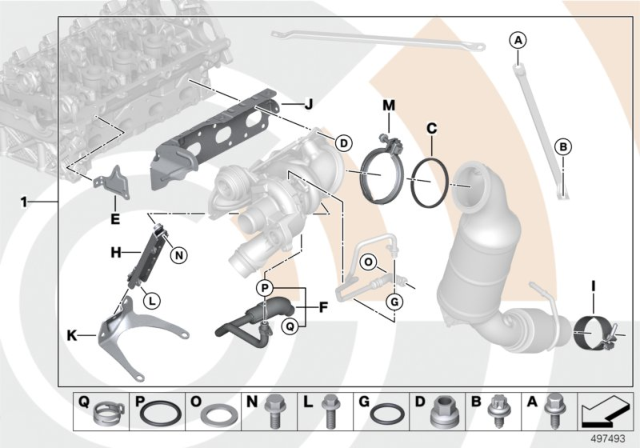 2014 BMW 320i Exhaust Turbocharger And Installation Kit Diagram
