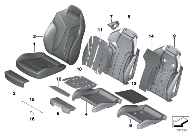 2020 BMW M8 Upholstery Support Backrest Diagram for 52108072072