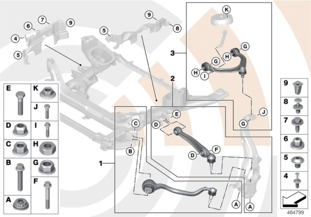 2012 BMW X6 Repair Kit, Trailing Links And Wishbones Diagram