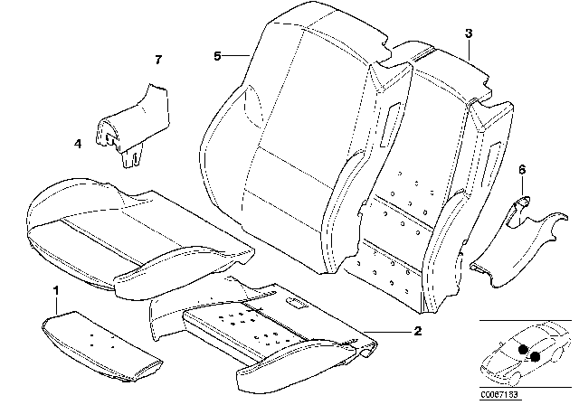 2004 BMW M3 Seat, Front, Cushion & Cover Diagram