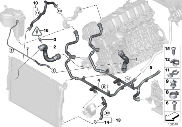 2011 BMW 328i xDrive Cooling System - Water Hoses Diagram 2