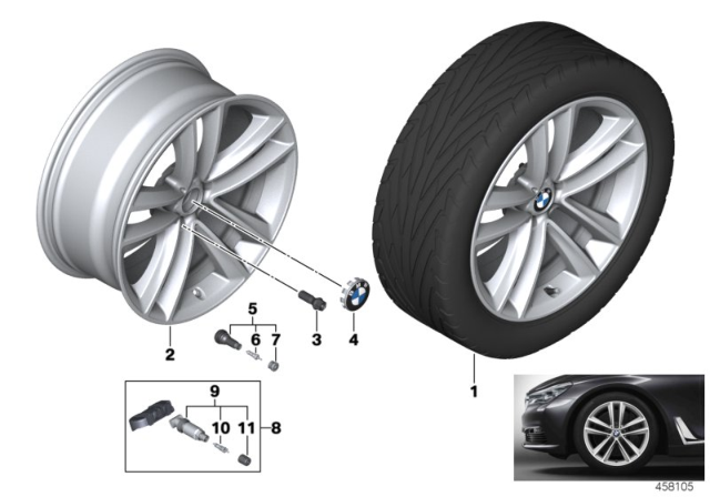 2020 BMW 750i xDrive Light Alloy Disc Wheel Reflexsilber Diagram for 36116883159