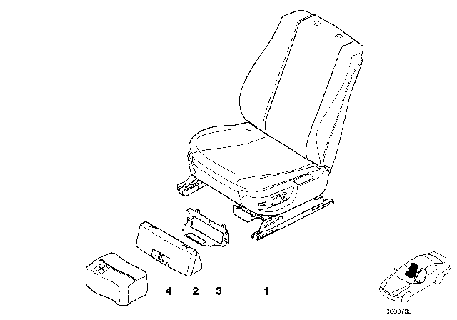 1998 BMW 540i Seat, Front, Complete Seat Diagram 1