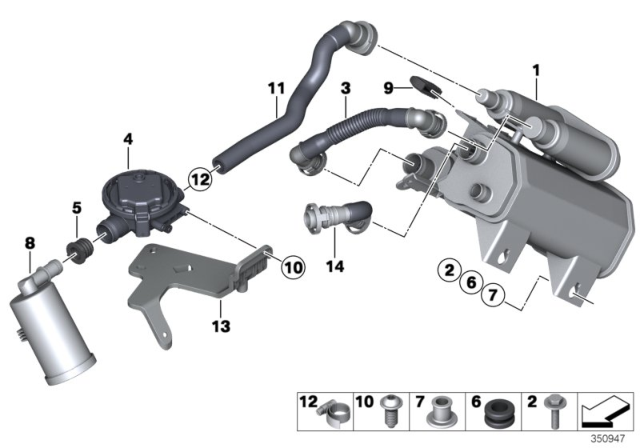 2012 BMW X3 Activated Charcoal Filter / Fuel Ventilate Diagram