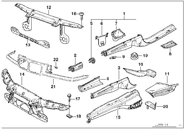 1993 BMW 325i Left Engine Support Reinforcement Diagram for 41128161497