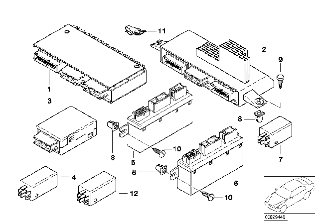 1995 BMW 740i Lighting Control Module Diagram for 61358352225