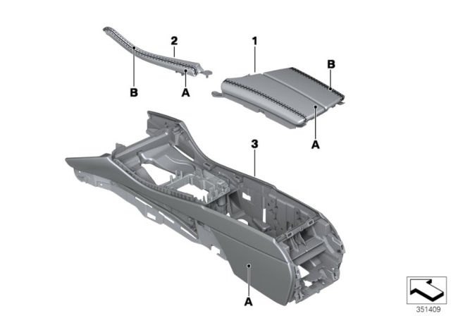 2015 BMW 550i Individual Centre Console / Centre Arm Rest Diagram