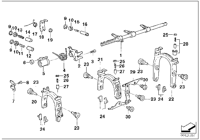 1998 BMW M3 Inner Gear Shifting Parts (S5D) Diagram
