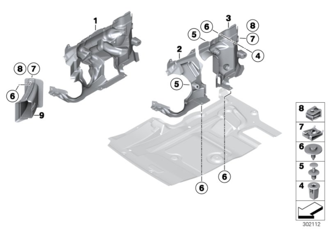 2014 BMW 740i Mounting Parts, Engine Compartment Diagram