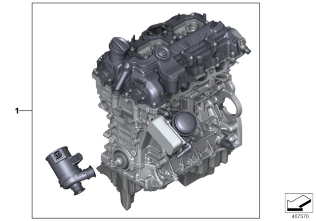 2015 BMW 328i Exchange Short Engine Diagram for 11002303911