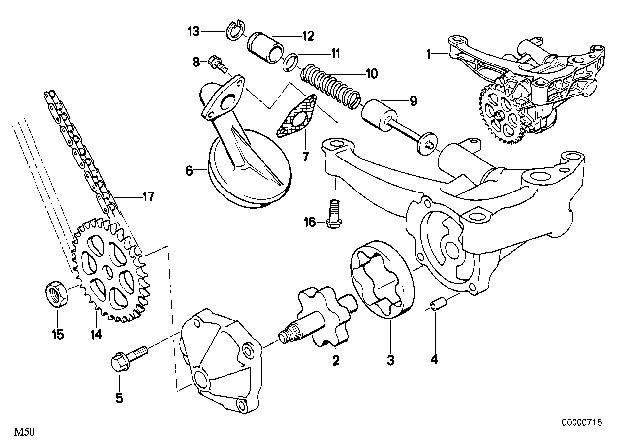 1994 BMW 525i Oil Pump Diagram for 11411726671