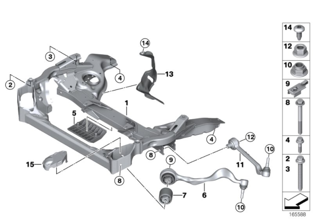2010 BMW 135i Front Axle Support Diagram for 31116785640