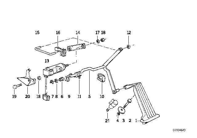 1992 BMW 750iL Pedal Sensor Diagram for 12721747630