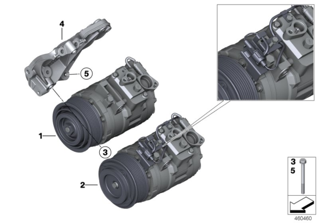 2015 BMW M4 Air Conditioning Compressor With Magnetic Coupling Diagram for 64529332781