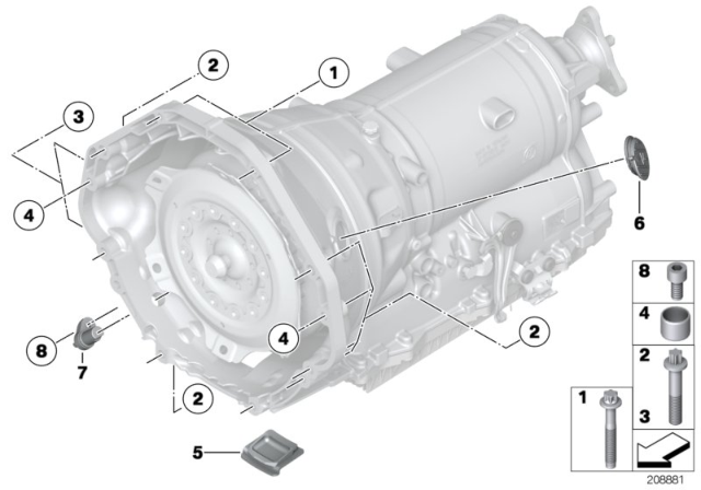 2014 BMW 750i Gearbox Mounting Diagram