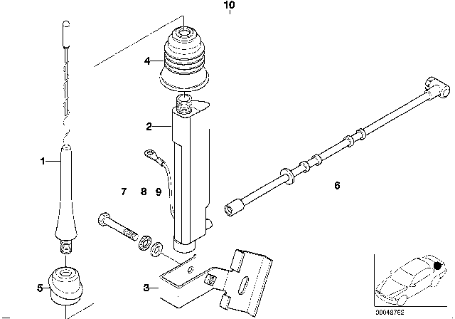 2002 BMW Z3 Antenna Base For Short Rod Antenna Diagram for 65218375159