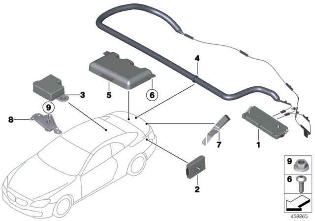2012 BMW M6 Multi-Band Antenna, Right Diagram for 65209396828