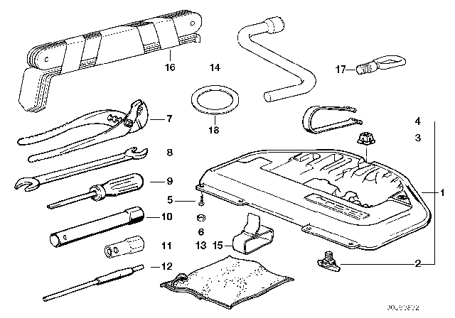 1999 BMW 750iL Tool Kit / Tool Box Diagram
