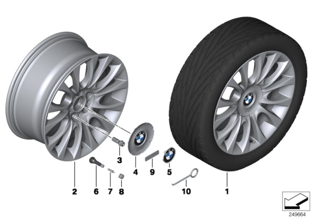 2013 BMW 550i BMW LA Wheel, Individual, V-Spoke Diagram