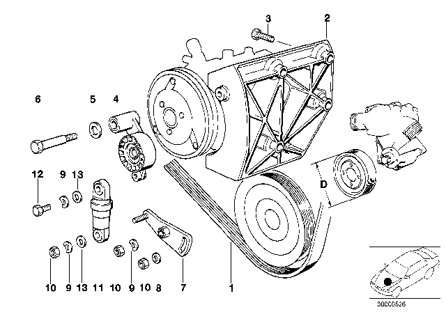 1989 BMW 750iL Ribbed V-Belt Diagram for 11281736698