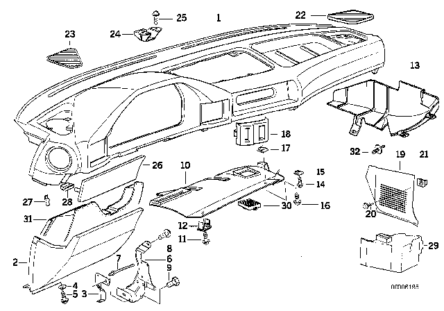 1992 BMW 525i Trim Panel Lower Right Diagram for 51451973676