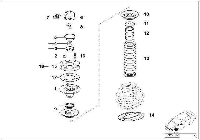 1997 BMW 740i Guide Support / Spring Pad / Attaching Parts Diagram