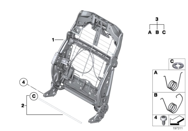 2012 BMW 550i Backrest Frame, Basic, Electric Diagram for 52109160685