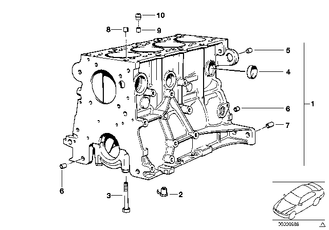 1997 BMW 318ti Engine Block With Piston Diagram for 11111247617