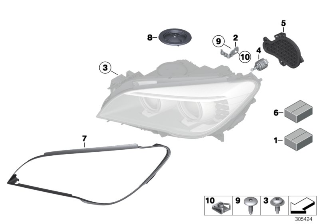 2013 BMW Alpina B7 Single Components For Headlight Diagram 2
