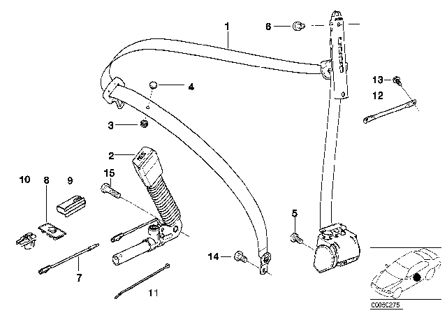2004 BMW 330xi Cable Buckle Tensioner Diagram for 52108234963
