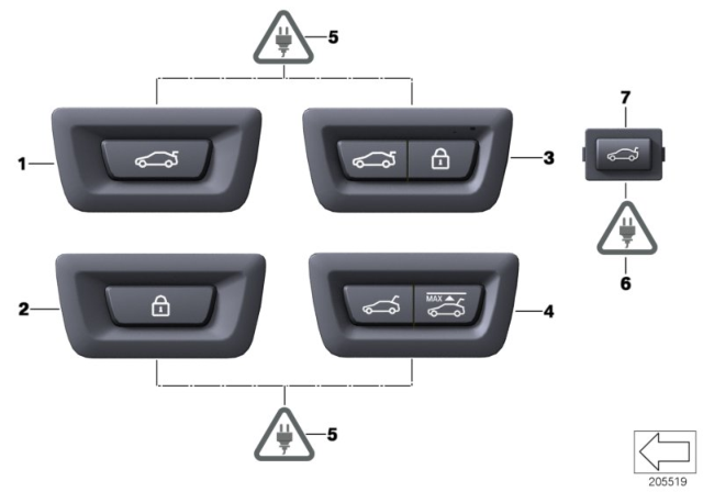 2014 BMW 528i Switch, Rear Lid And Center lock Diagram