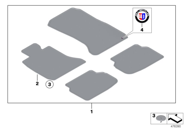 2018 BMW Alpina B7 Floor Mat Velours Driver Side Diagram for 51477427892